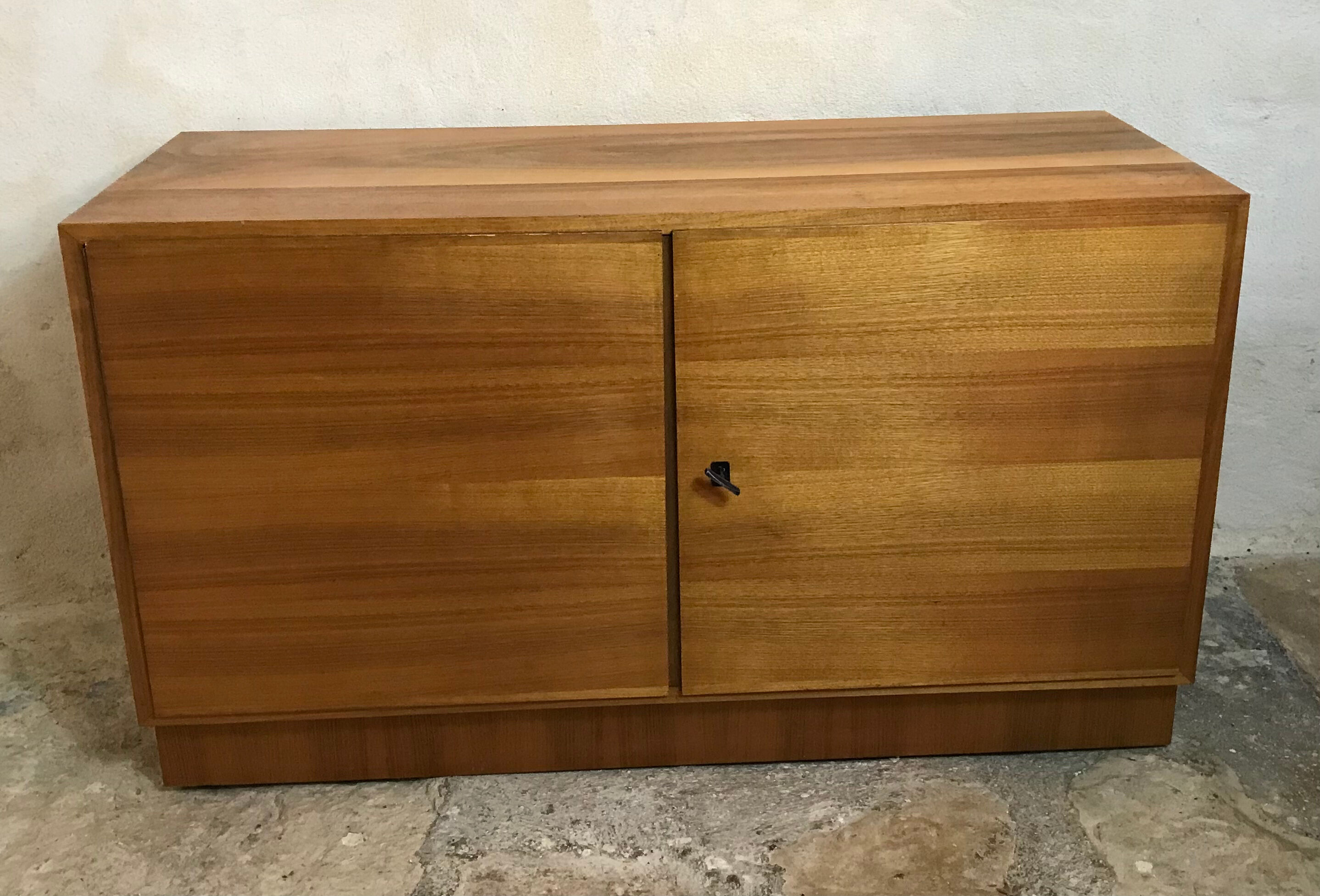 Buffet Box storage cabinet vintage blond walnut 1960-80's