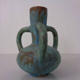 German studio ceramic handle vase by Lu & Gerd Grove, Lübeck, 1960s