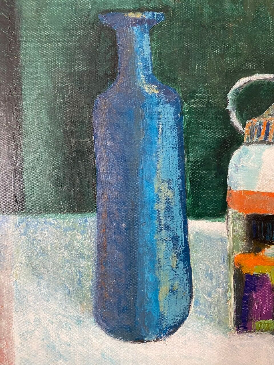Old painting, still life with bottles signed Milliquet (1896-1982)