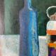 Old painting, still life with bottles signed Milliquet (1896-1982)