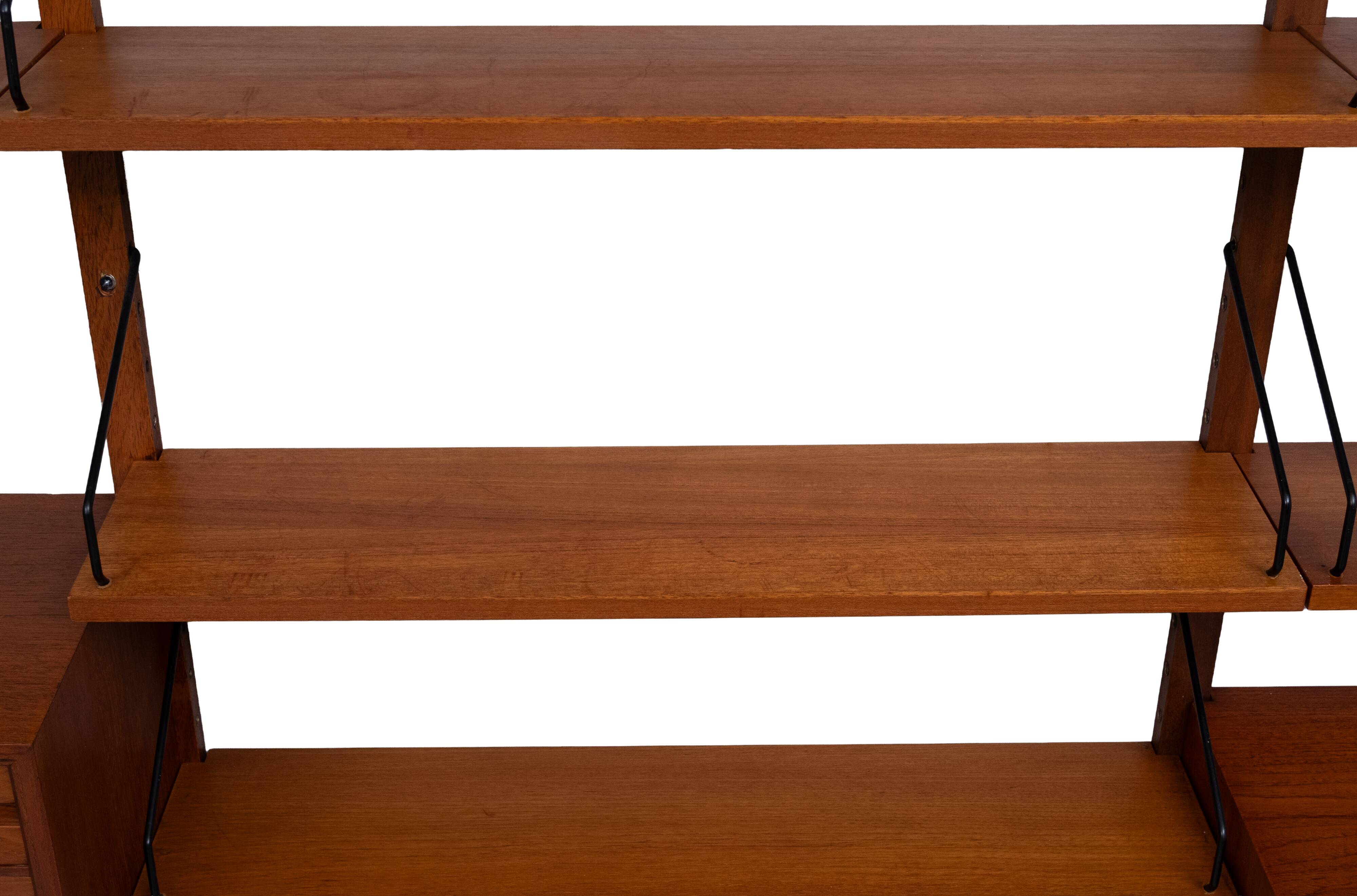 Système mural Royal Teak Poul Cadovius vintage des années 1960 avec 4 armoires