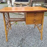 Vintage rattan desk from the 60s, 100cm L