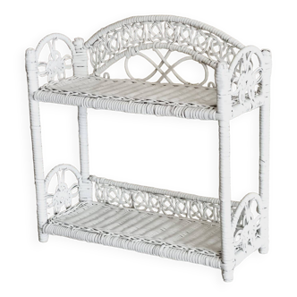 White rattan peacock shelf