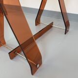 Vintage Marcello Gacita and Pierre Tiberi desk in smoked glass and plexiglass