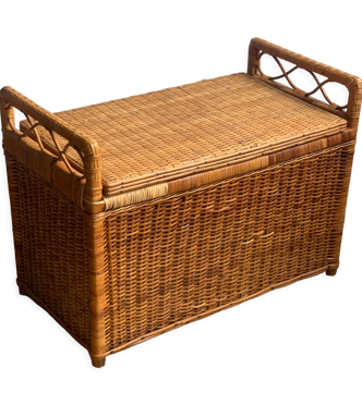 Coffre rotin vintage