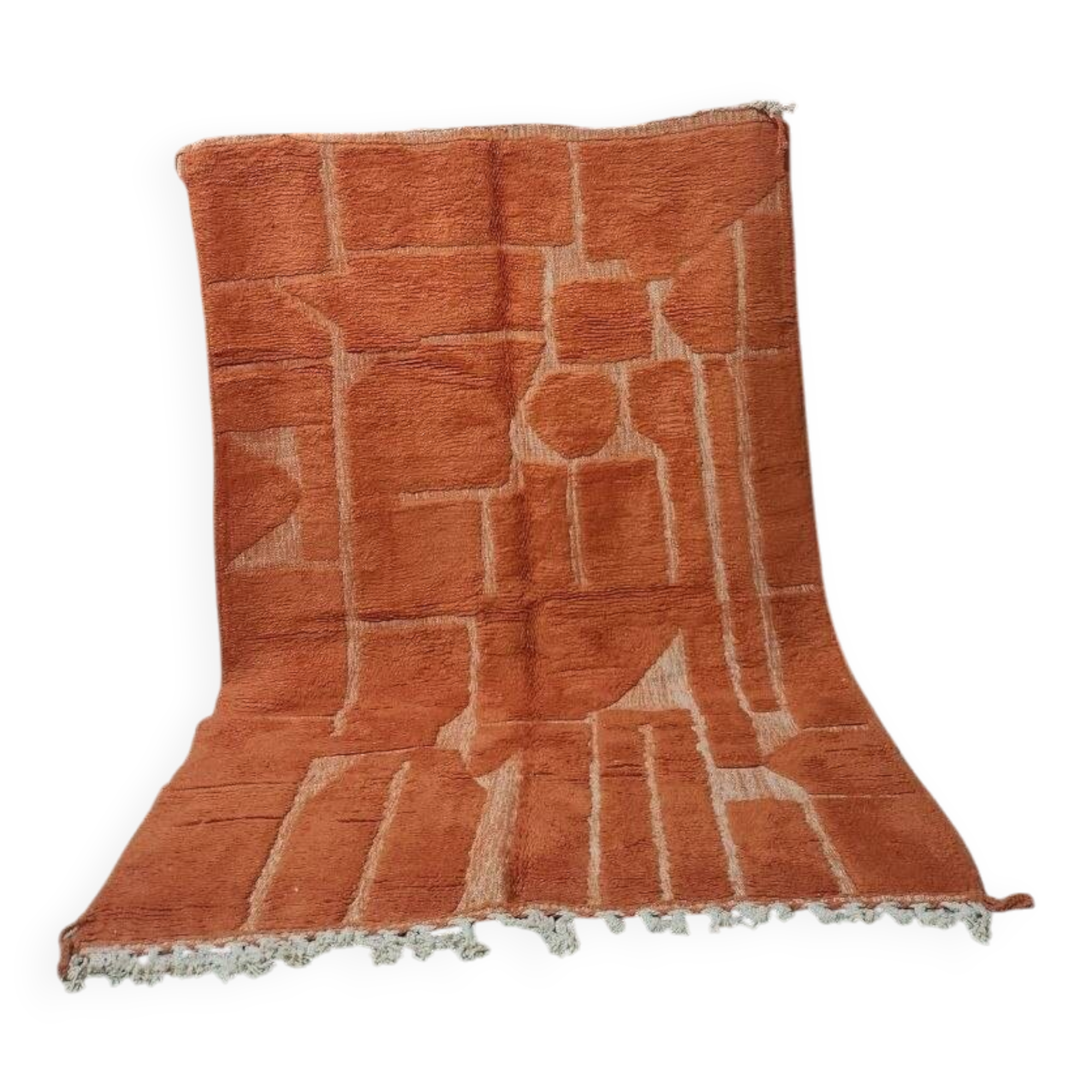 Large Beni Ouarain carpet in deep terracotta 300x200 cm – Handmade wool