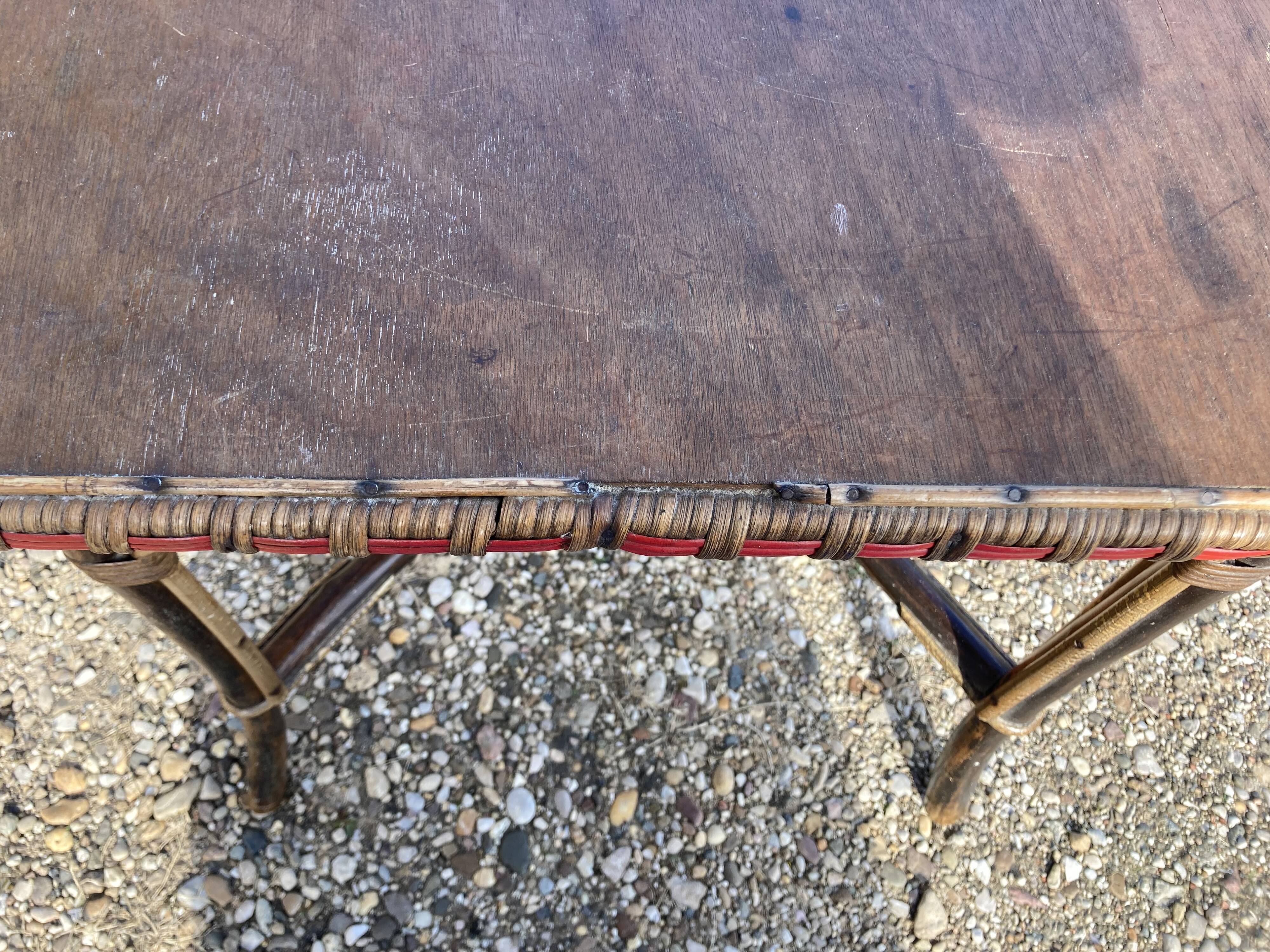 Wooden and wicker table