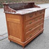 Oak and marble chest of drawers