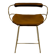 Contemporary bar stool with a back, aged brass metal and natural tobacco leather.