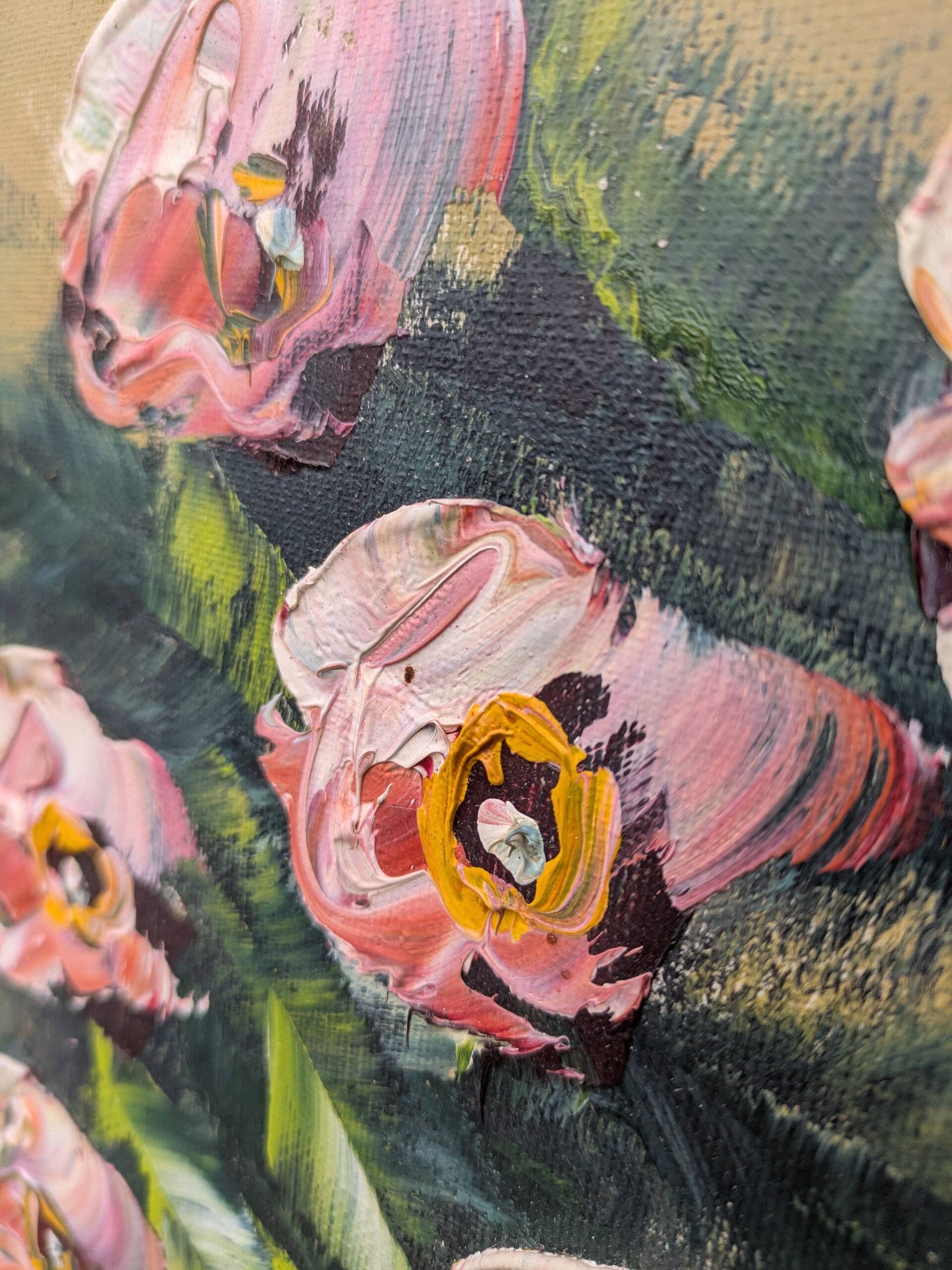 Oil on canvas, bouquet of ranunculus