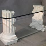 Glass top table with Greek column base