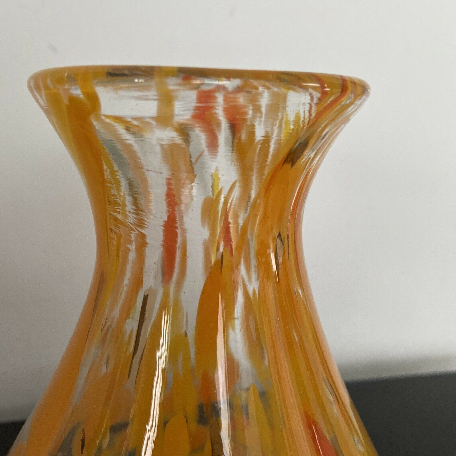 Soliflore orange souflé glass vase