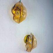 Pair of "Leaf" Murano pink glass wall sconces, Italy, 1970s