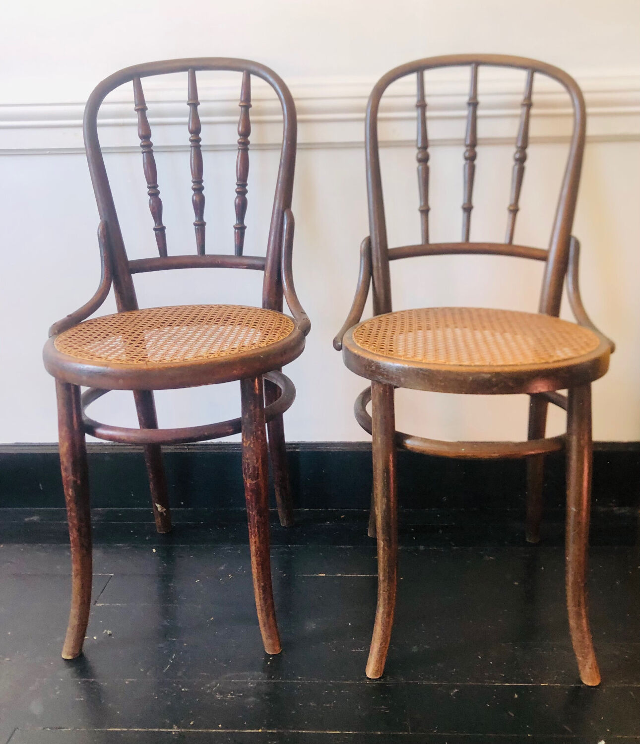 Pair of bistro chairs signed Thonet