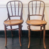 Pair of bistro chairs signed Thonet