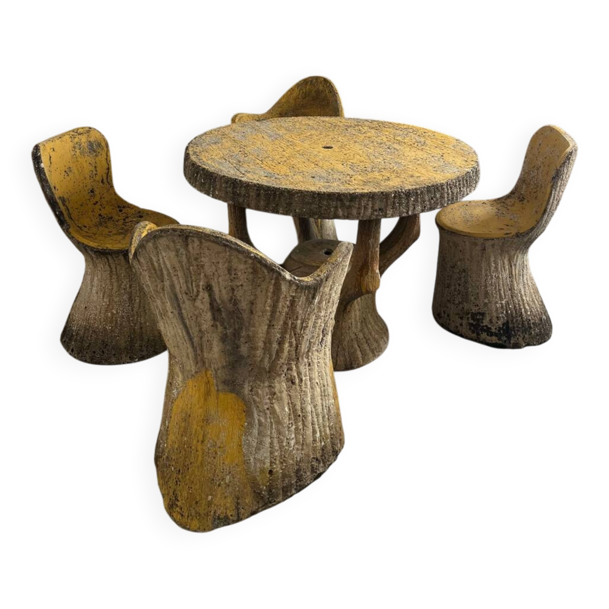 Garden furniture in concrete imitation faux wood