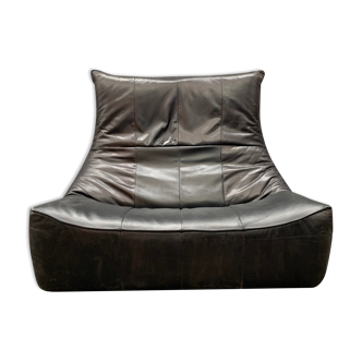 Black leather sofa