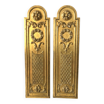 Pair plates cleanliness old gilded brass