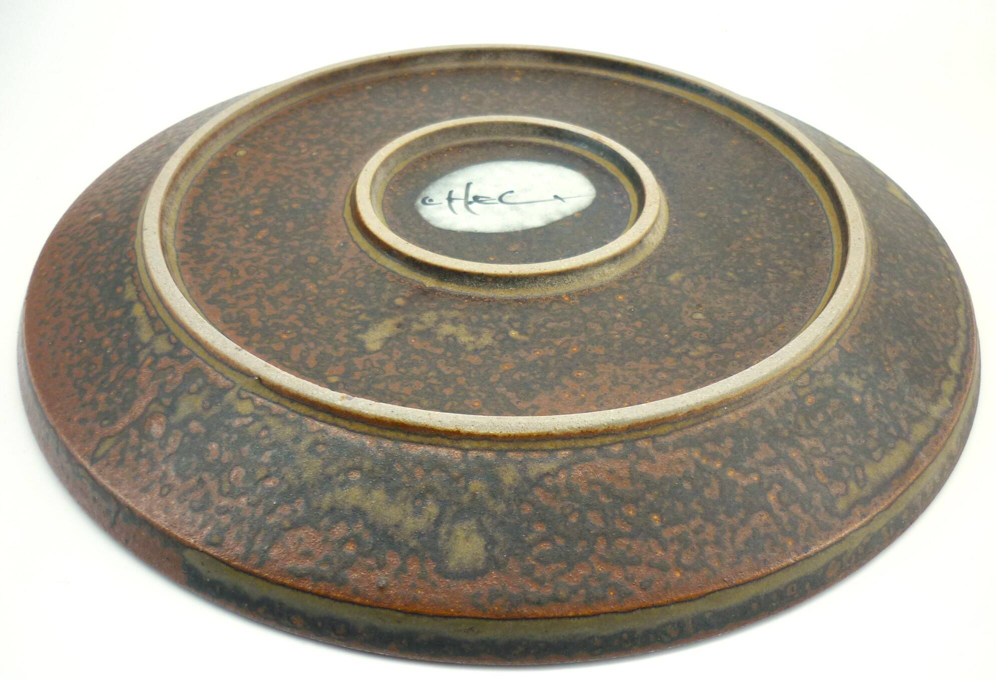 Glazed ceramic plate, signed André L'Helguen, 1950s/60s design.