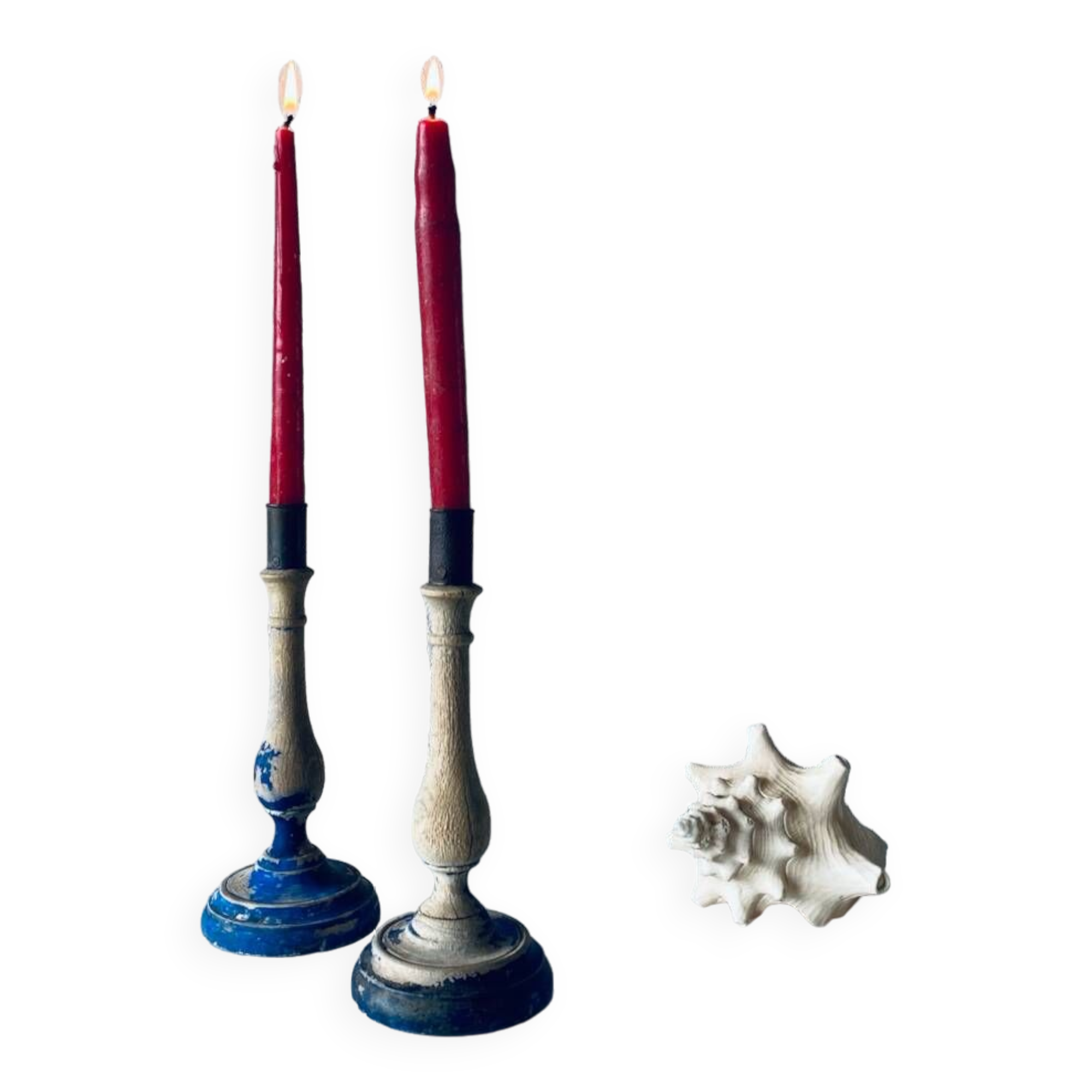 Pair of old patinated candlesticks