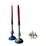 Pair of old patinated candlesticks