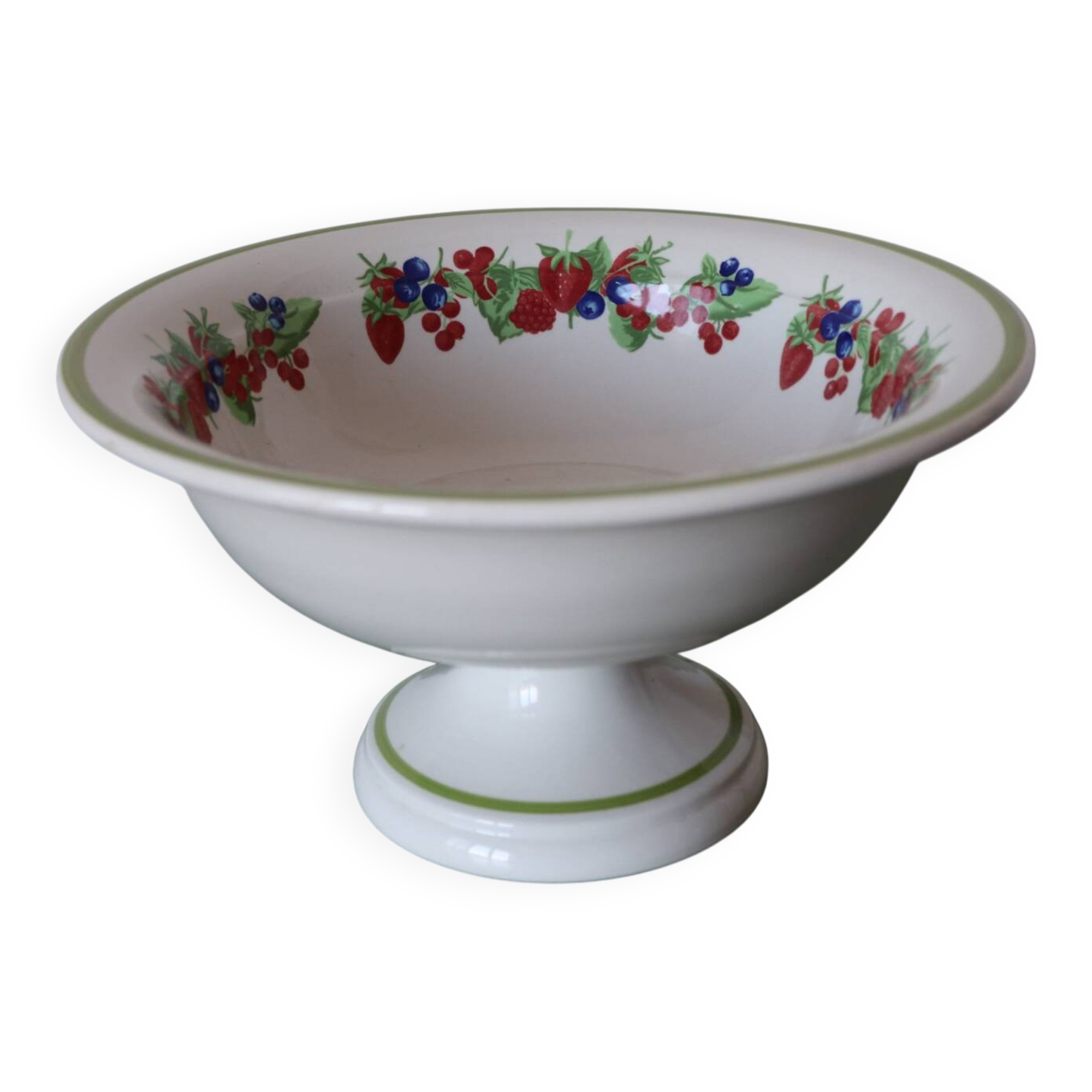 Large ceramic fruit bowl with red fruits