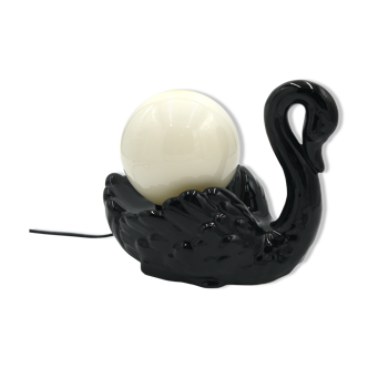 Black ceramic swan lamp