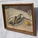 Vintage painting, still life fish painting, signed painting, wall decoration, home decor