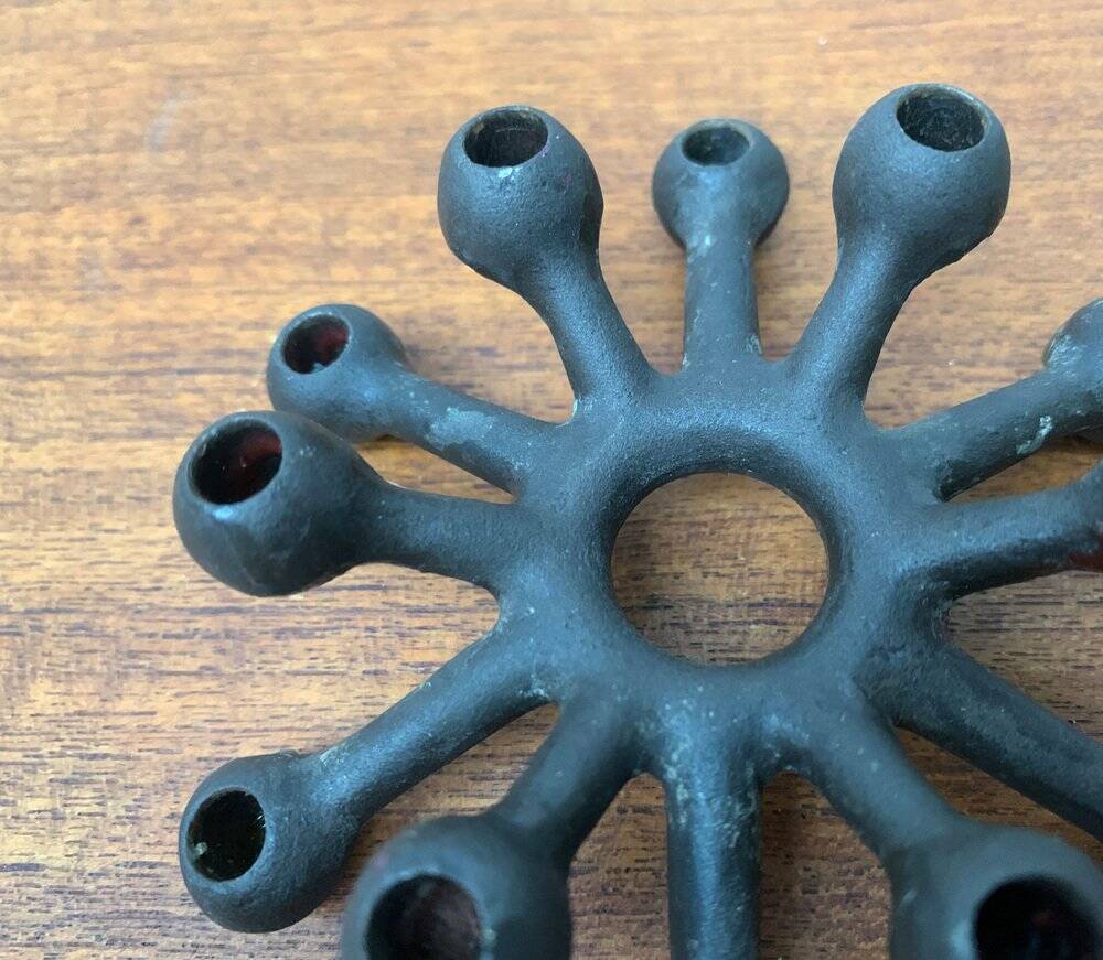Brutalist Danish candle holder from the mid-century in cast iron by Jens H. Quistgaard.