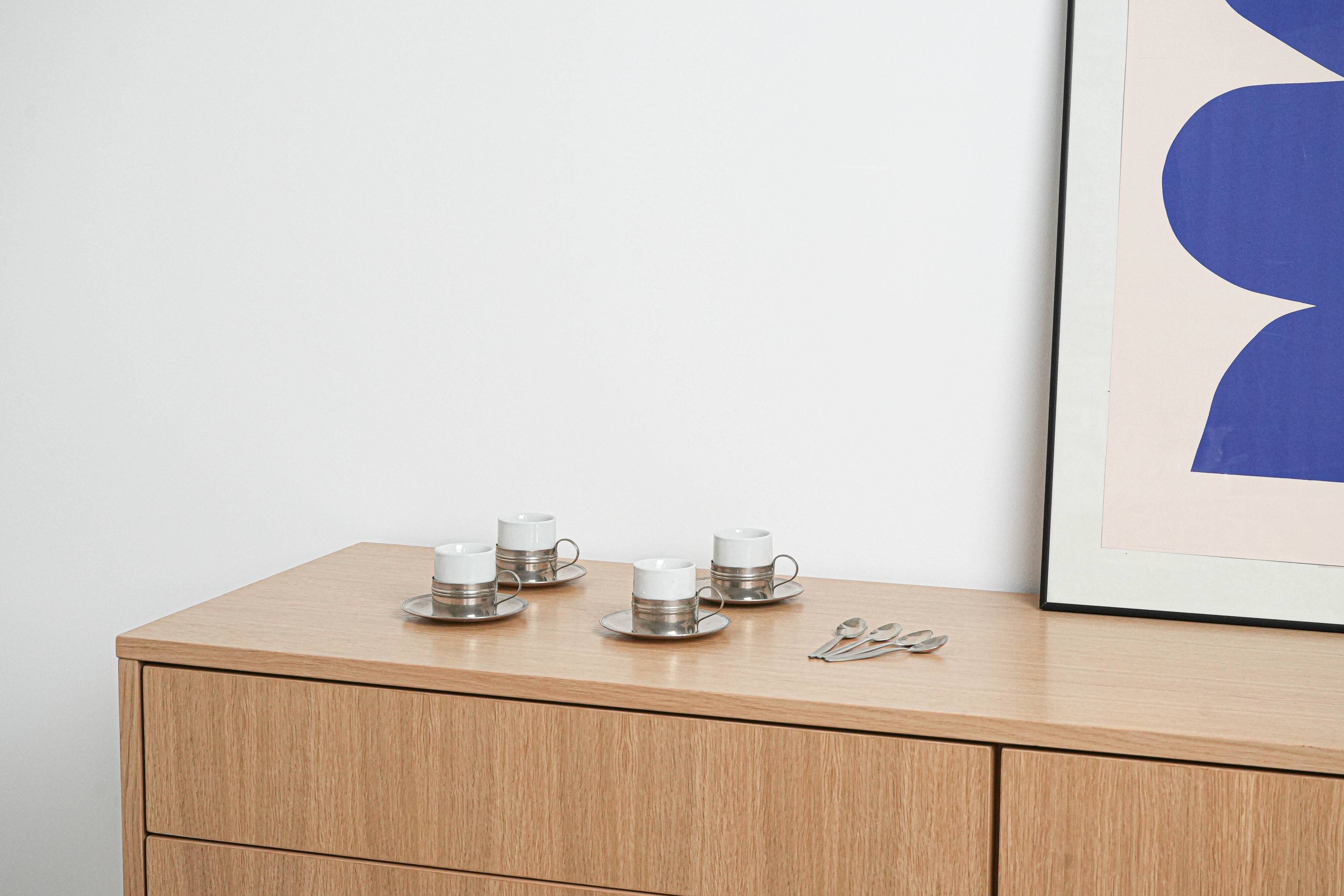 Set of espresso cups, Italian design, 1980s, made in Italy