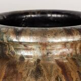 Large Art Deco vase, in glazed and iridescent blue stoneware, by Roger Guérin 1930.