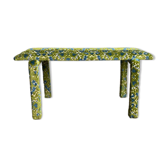 Floral velvet bench