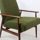 Armchair 'Lis', 1970s olive boucle, design by Henryk Lis - 2 pieces available