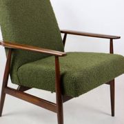 Armchair 'Lis', 1970s olive boucle, design by Henryk Lis - 2 pieces available