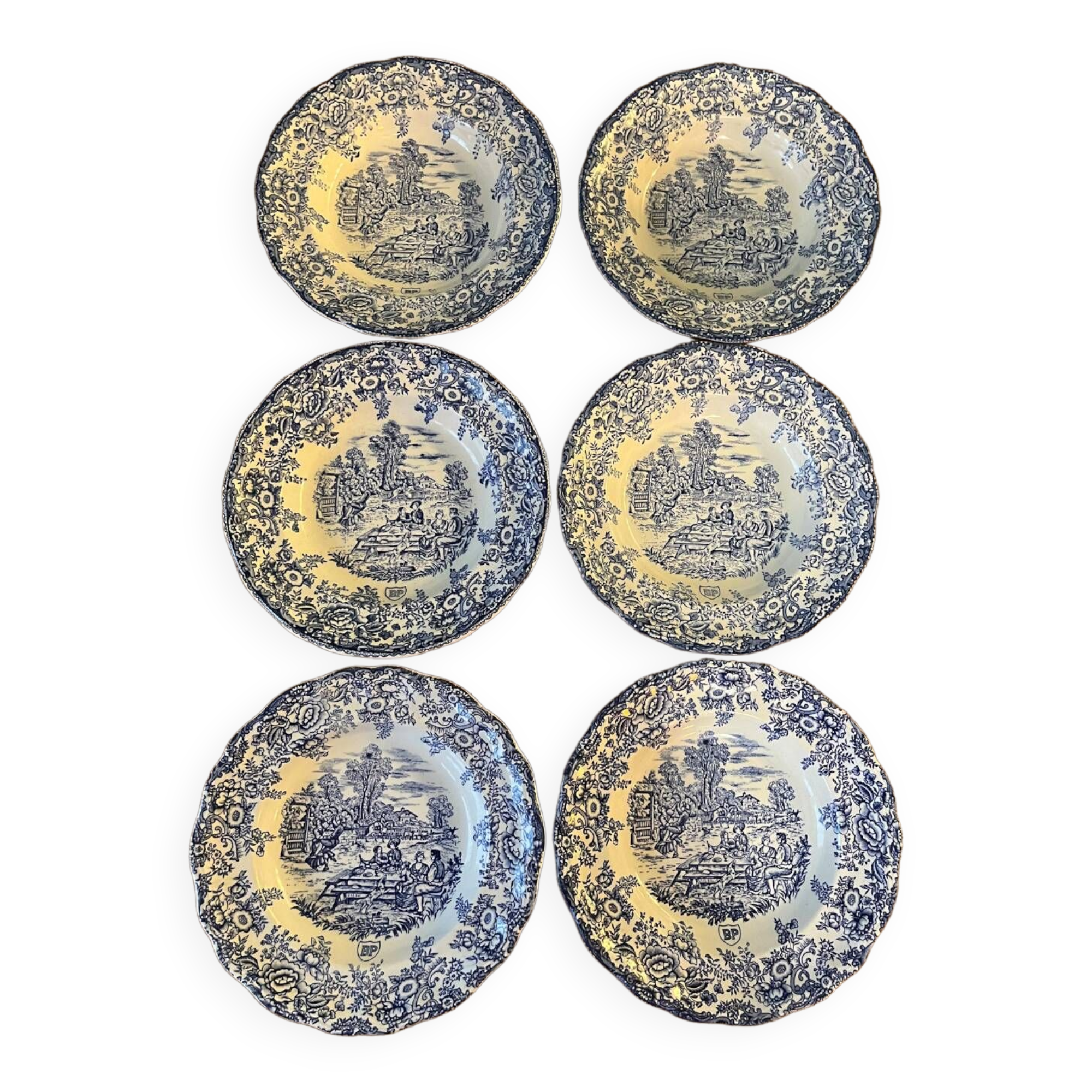 6 BP porcelain soup plates