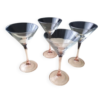 4 Luminarc pink foot cocktail cups