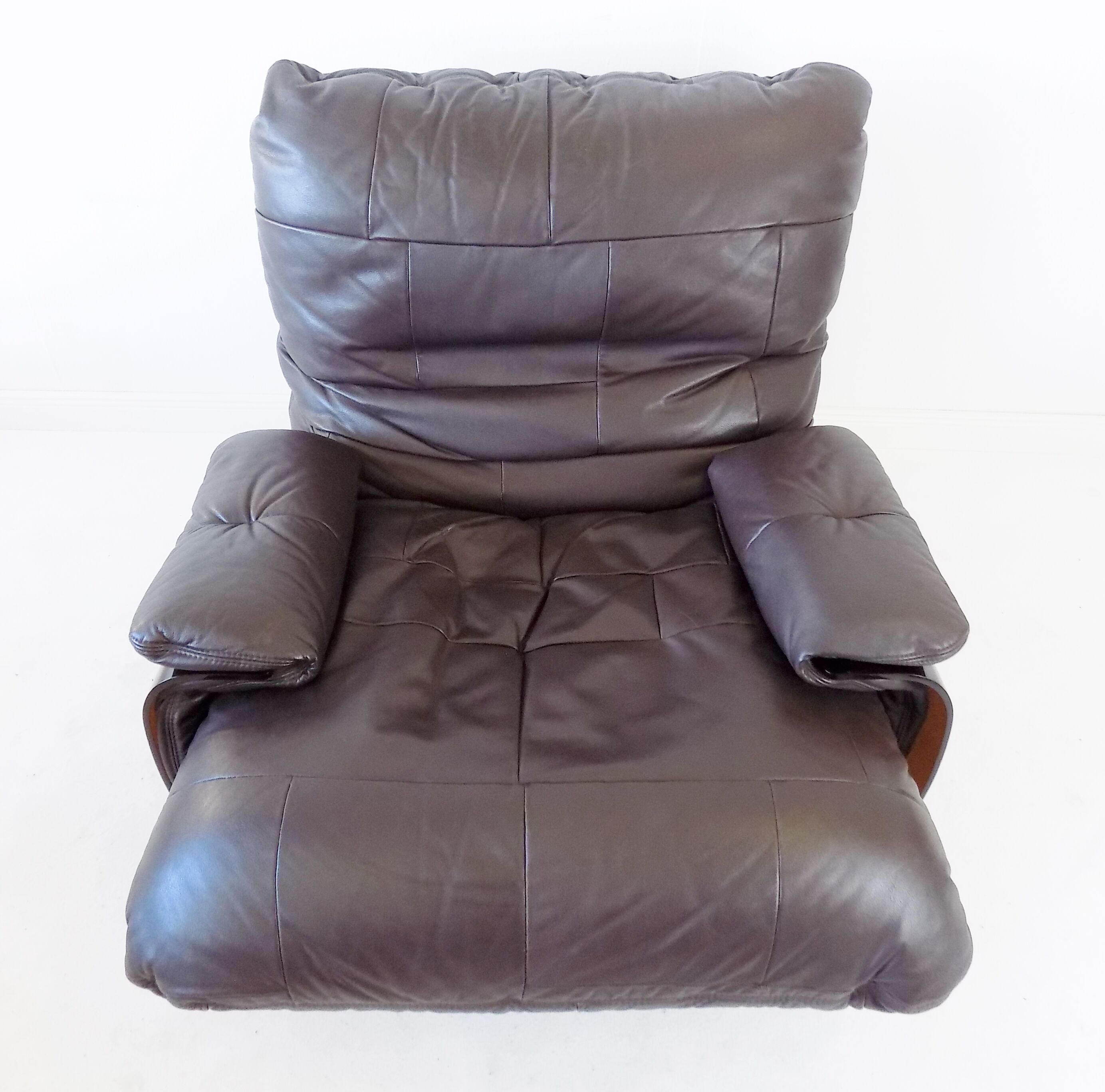 Ligne Roset Marsala brown leather armchair by Michel Ducaroy