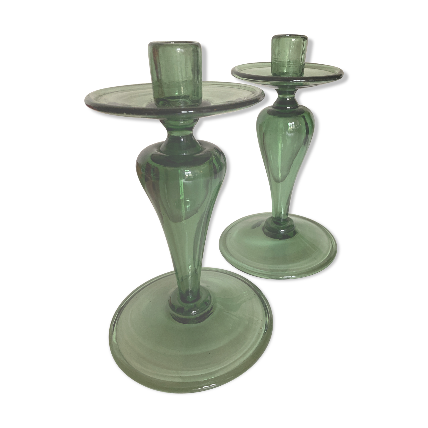 Pair of blown glass candlesticks 1960