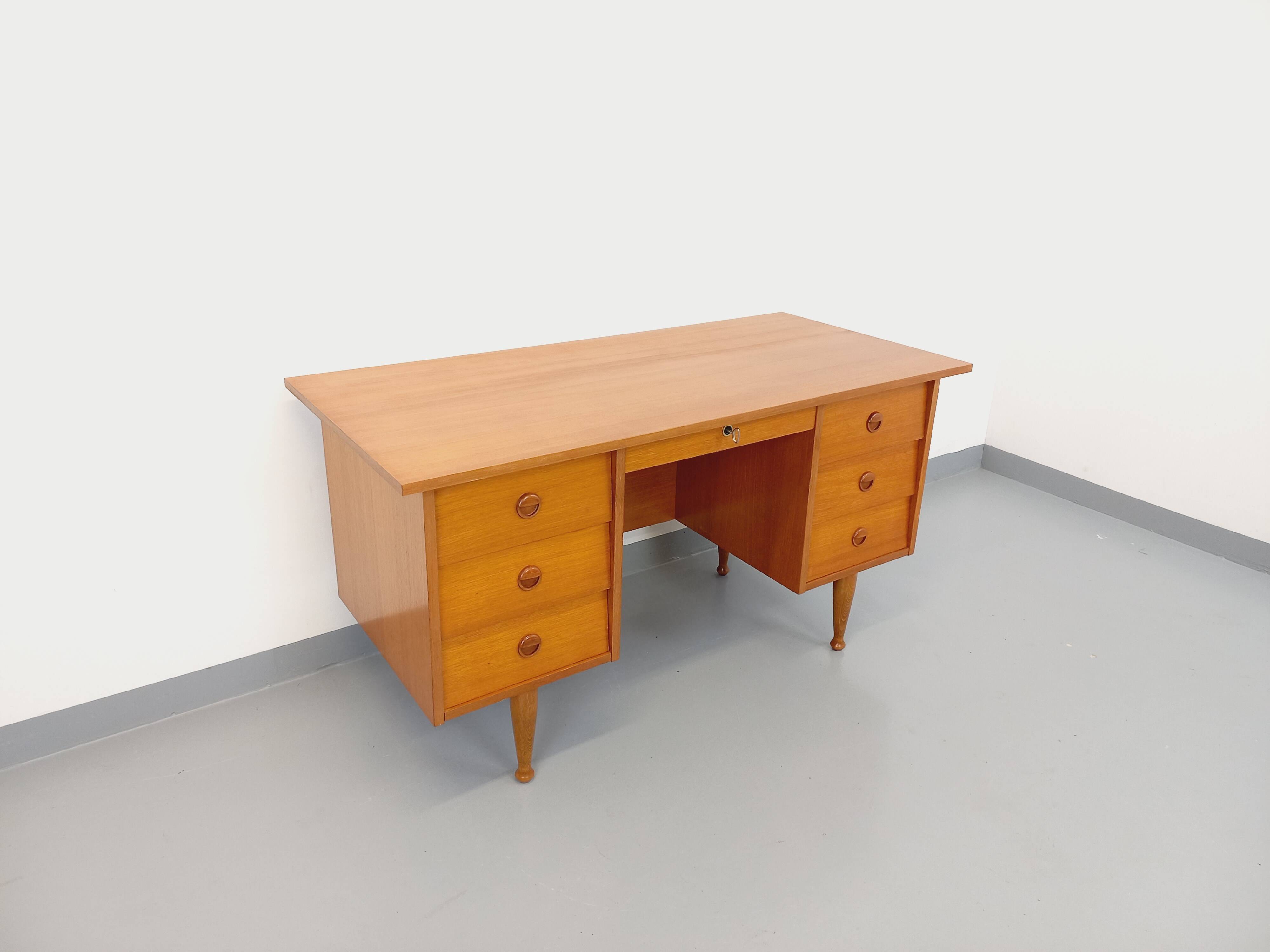 Vintage Scandinavian style executive desk in teak from the 60s
