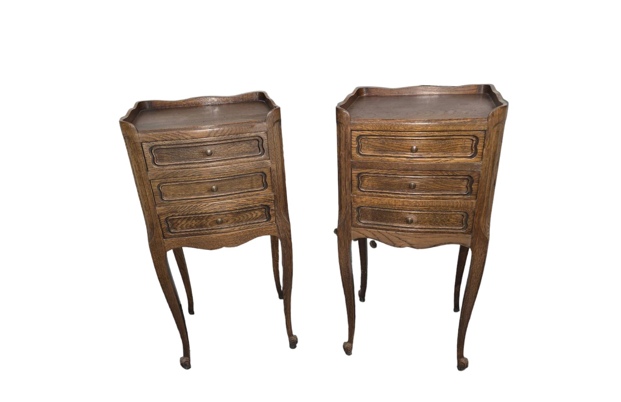 Pair of Louis XV style bedside tables in oak