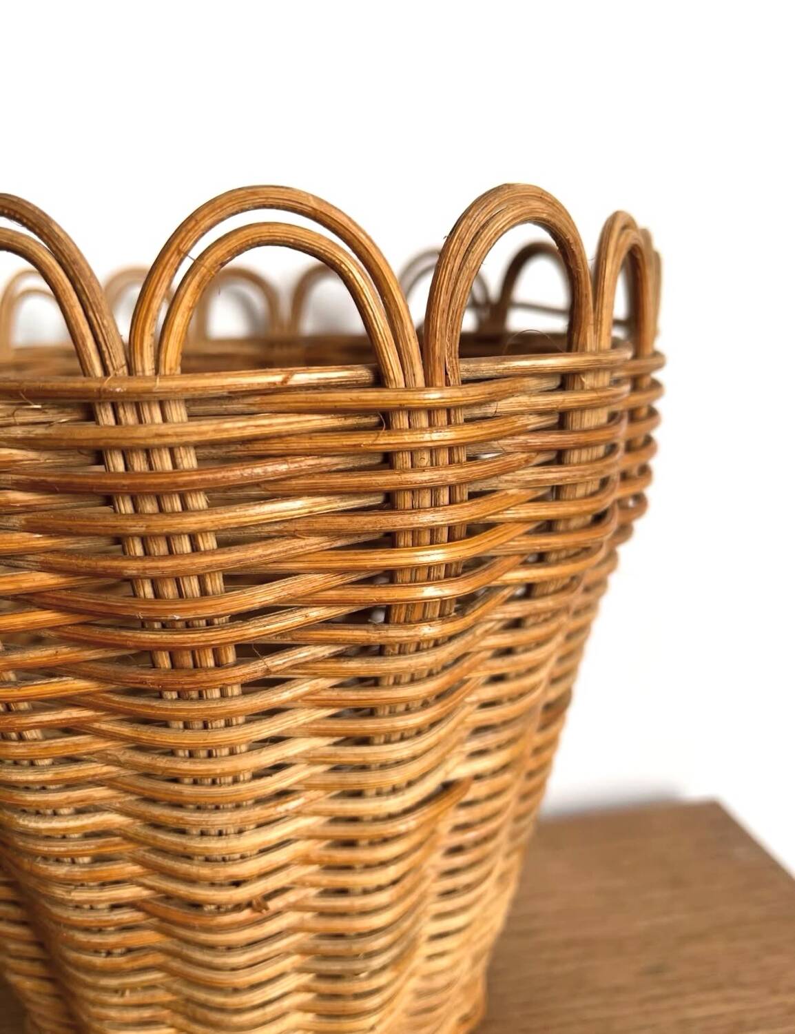 Vintage rattan cache pot