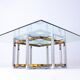 Geometrical brass & chrome coffee table, Belgium 1970s