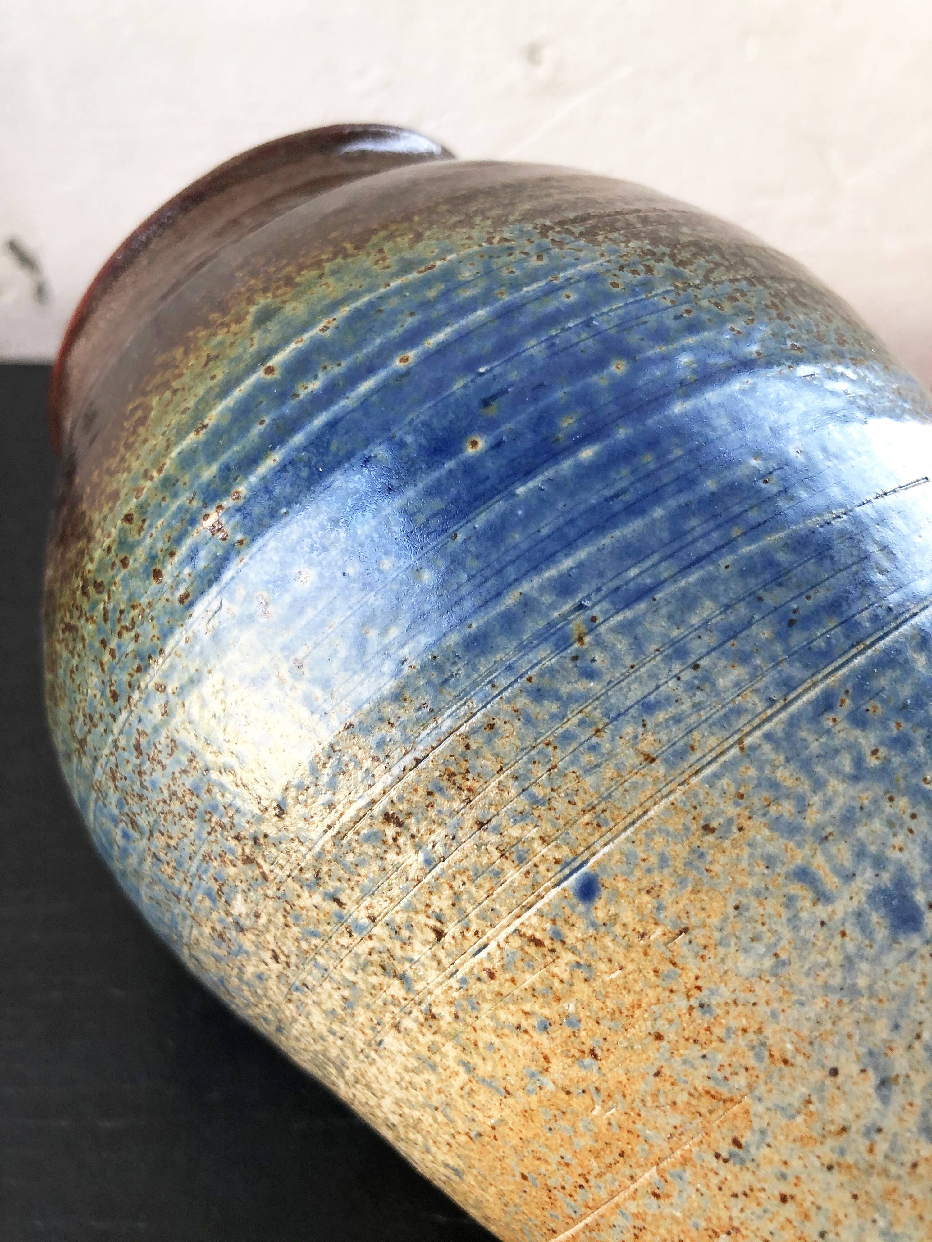 Blue-brown ceramic vase