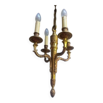 Antique gilded bronze chandelier in Louis XVI style, 4 lights, in working condition - 3.2 kg!