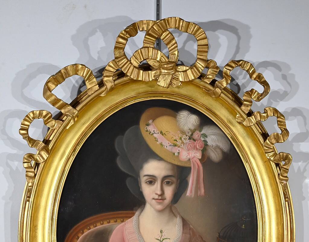 Important Pastel “The Girl with the Canary”, 19th century French school
