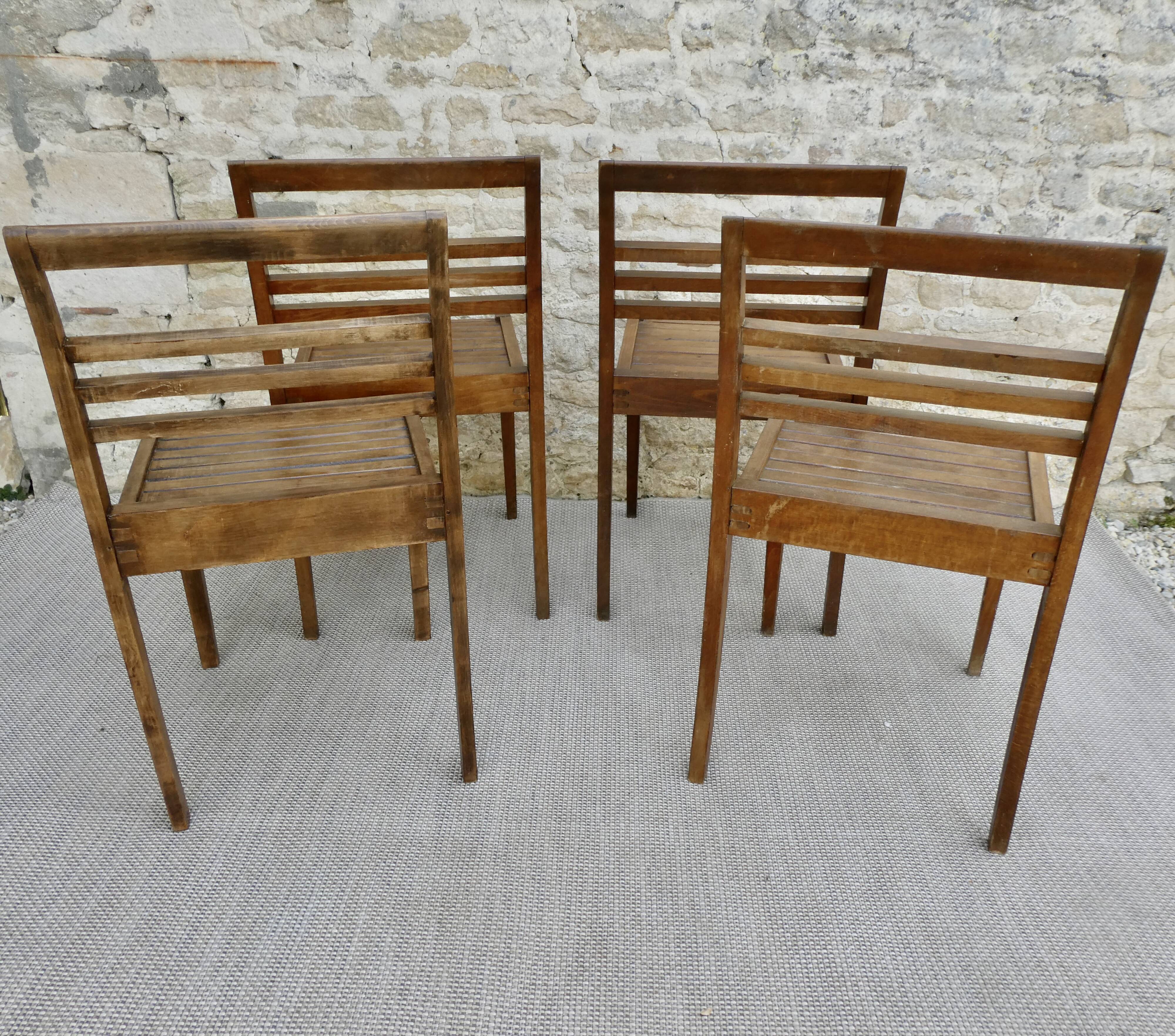 Set of 4 chairs René Gabriel, 50s, Reconstruction
