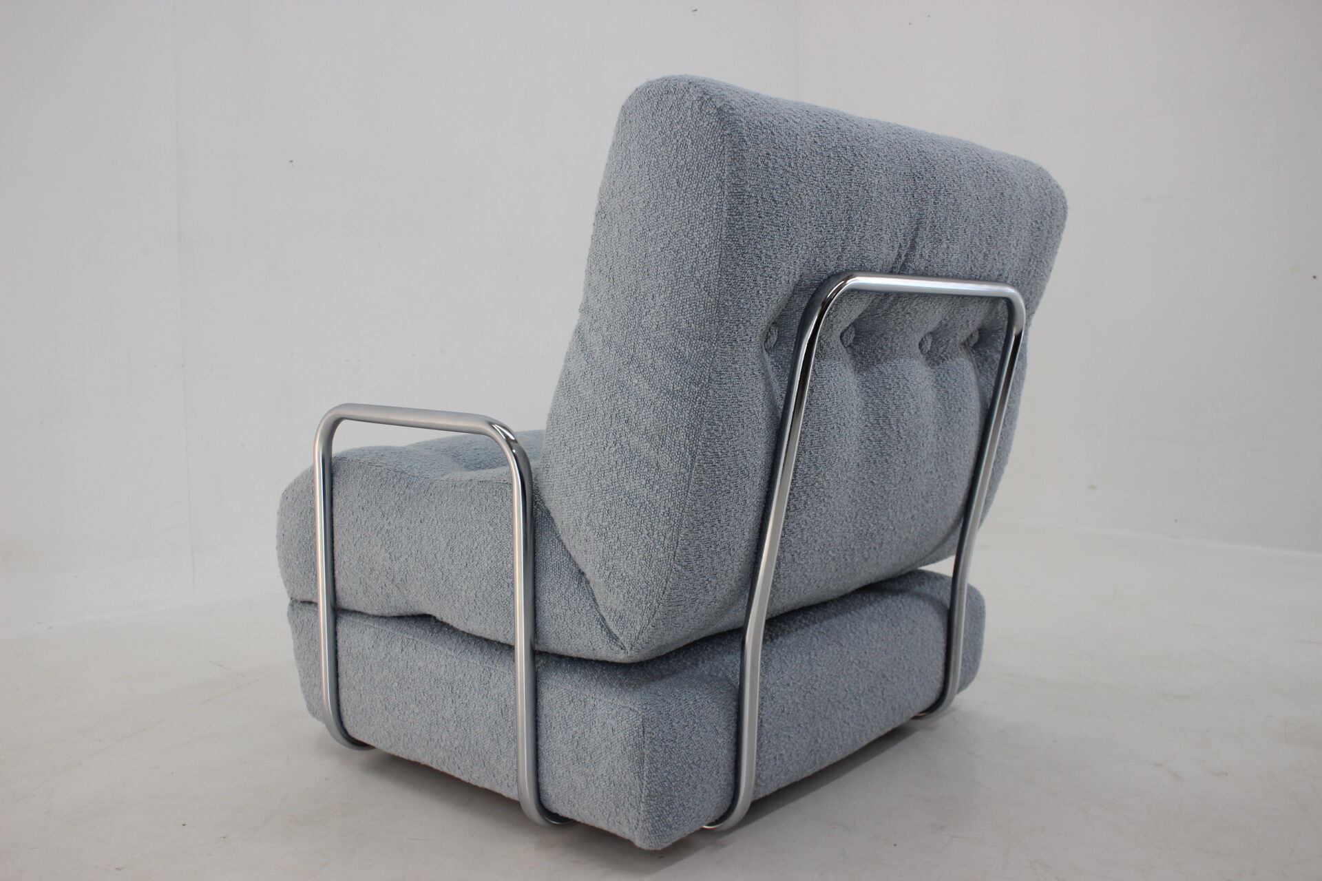 1970s convertible chrome armchair in bouclé ,czechoslovakia