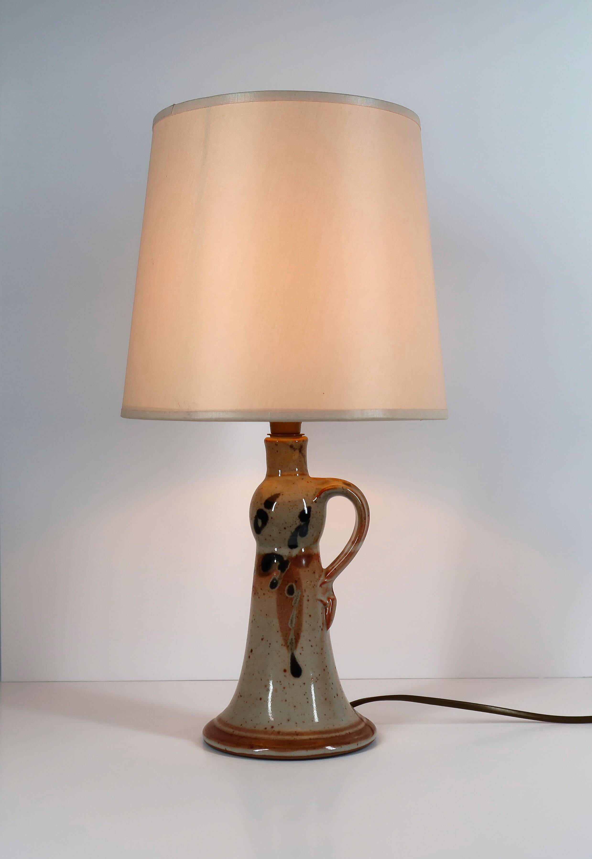 Handcrafted sandstone lamp signed Blanot, circa 1970