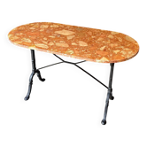Table bistrot oblongue en pierre de Caunes et fonte de fer noire, 120 x 60 cm