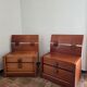 Pair of vintage bedside tables with high backrest in wood - 1970s